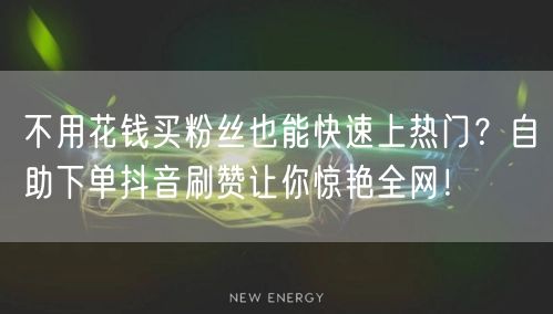 不用花钱买粉丝也能快速上热门？自助下单抖音刷赞让你惊艳全网！