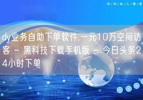 dy业务自助下单软件,一元10万空间访客 - 黑科技下载手机版 - 今日头条24